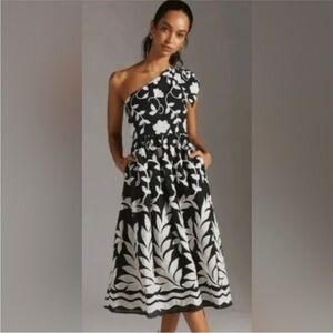 Anthropologie Maeve One-Shoulder Embroidered Midi Dress
Size 10 • NWOT